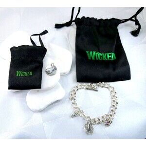 Wicked the Musical Sterling Silver 925 Charm Wizard Oz Bracelet -Pendant Set NIB